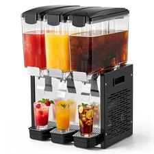 Uimoso Commercial Beverage Dispenser 10L x 3 Tanks for Cold Juice and Drinks