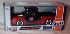 MotorMax Ford F-100 Pickup 1956 Gulf Black/red 1/24 Scale Diecast Model 79647