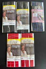 5 pks Wrights Hem Tape 2 Scarlet Soft & Easy 1 Navy Iron on 2 Black Flexi-Lace