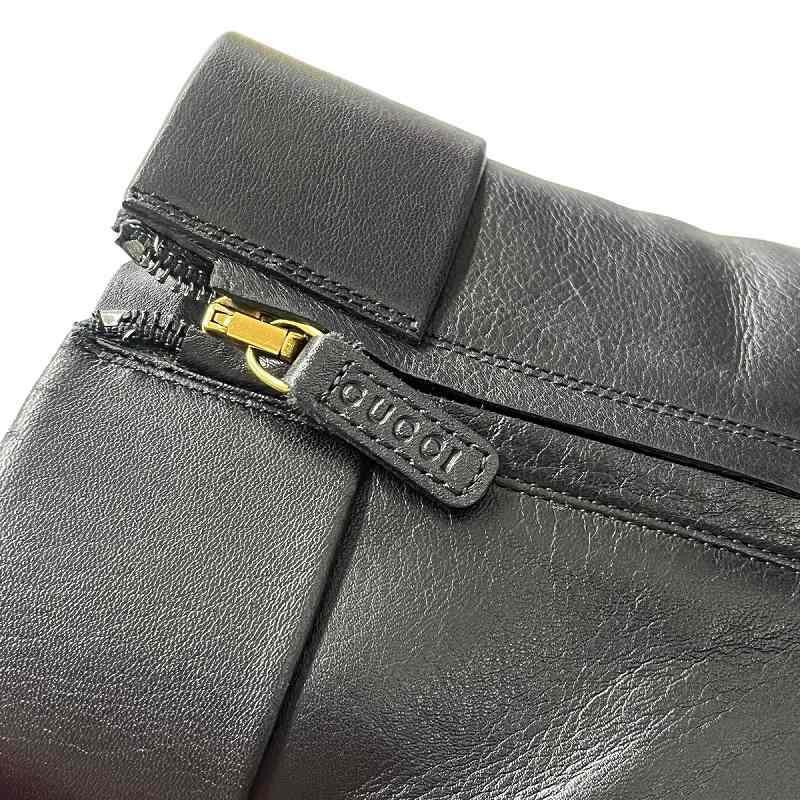 GUCCI Short Belt Design Leather Boots Size:36.5/JP:23.5 Black 141194K Authentic thumbnail 9