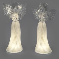 2Er Set Led Dekofiguren Engel Mit Fiberglas FlüGeln H. 25Cm Acryl Formano W25