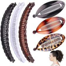 Banana Hair Clips Vintage Clincher Combs 6 Count Pack of 1 , Black, Brown