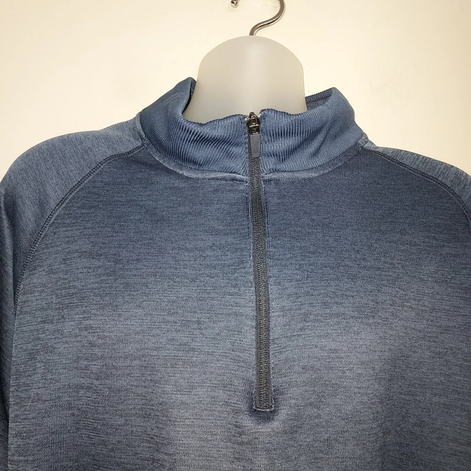 Pullover para hombre Reebok 3XL 1/4 cremallera Speedwick forrado de lana manga larga azul marino Foto 2 de 4