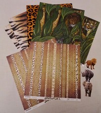Mixed Lot 12x12 Sheets  Die Cuts Zoo Africa Animal Safari Scrapbooks Cards 5P