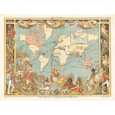 Crane 1886 Bildkarte British Empire Welt großer Leinwand Kunstdruck