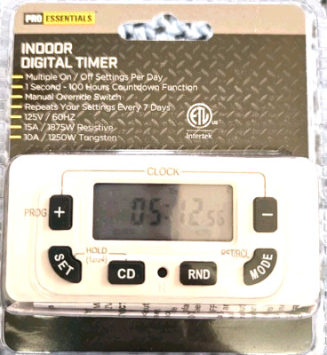 Pro Essentials Indoor Digital Timer 7 Day Repeating, Multi On/Off Setting