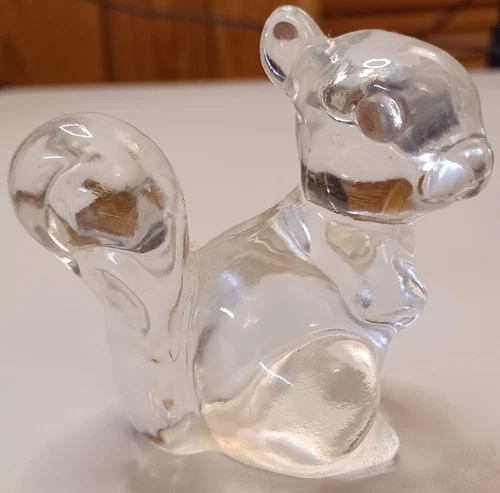 Vintage Fenton Clear Crystal Glass Squirrel Figurine Figure Paperweight