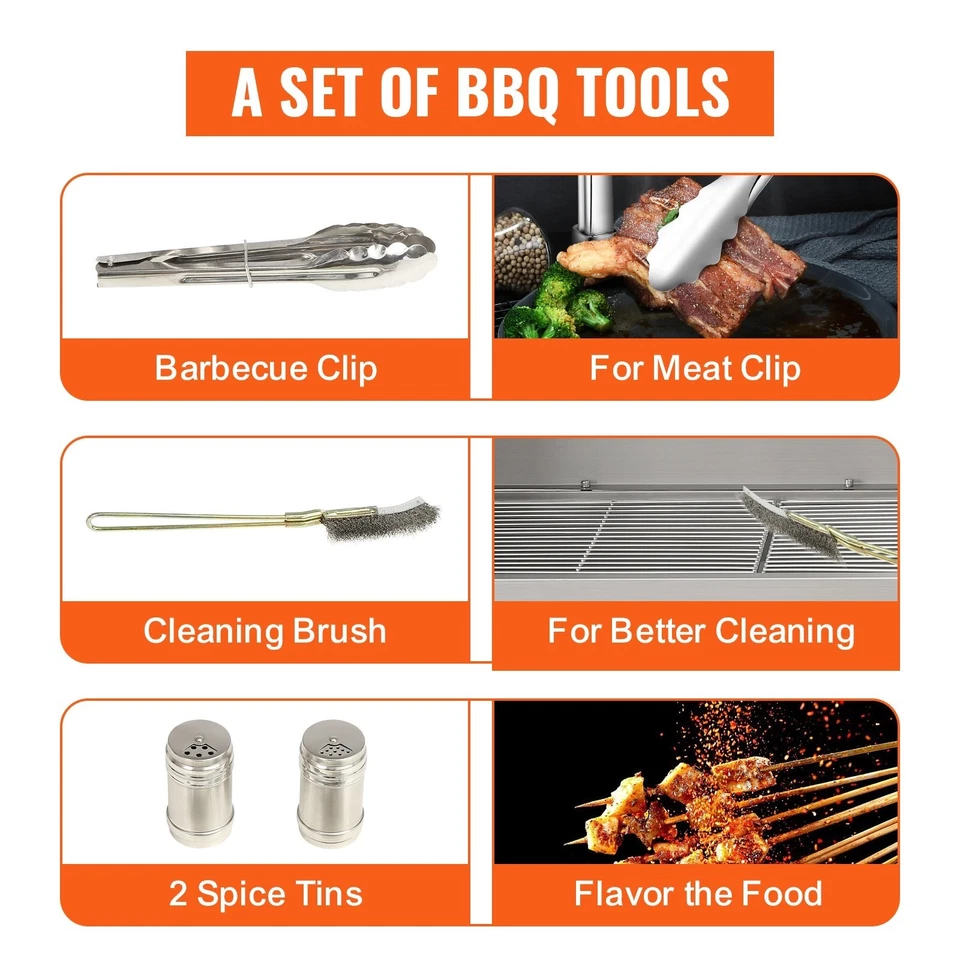 Barbecue à Charbon avec Tournebroche Électrique Charge 60 kg 4 tr/min Rôtissoire - Photo 4/4