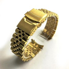 Gold Metal Steel Jubilee Bracelet Curved End Replacement Watch Band Strap 7003