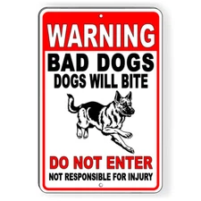 Warning Bad Dogs Will Bite Do Not Enter Dutch Sheperd Metal Sign 5 SIZES SBD051