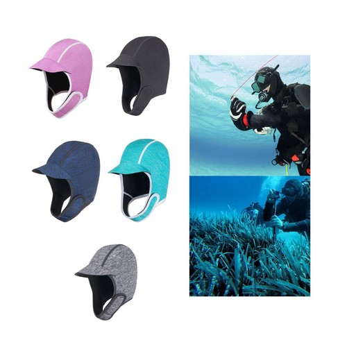 Capuche de plongée 2 mm en néoprène pour Combinaison de plongée, élastique pour Garder au Chaud avec mentonnière, Bonnet de Natation, Bonnet de Surf, Bleu foncé