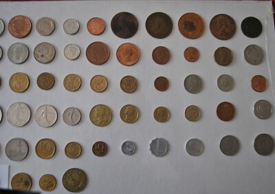 54 World Coin Collection, all different, UK Sets shield w 1864 P