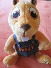 Obi Baumarkt Biber mit Latzhose Hörnchen/ Werbungefigur / Plüschtier Kuscheltier