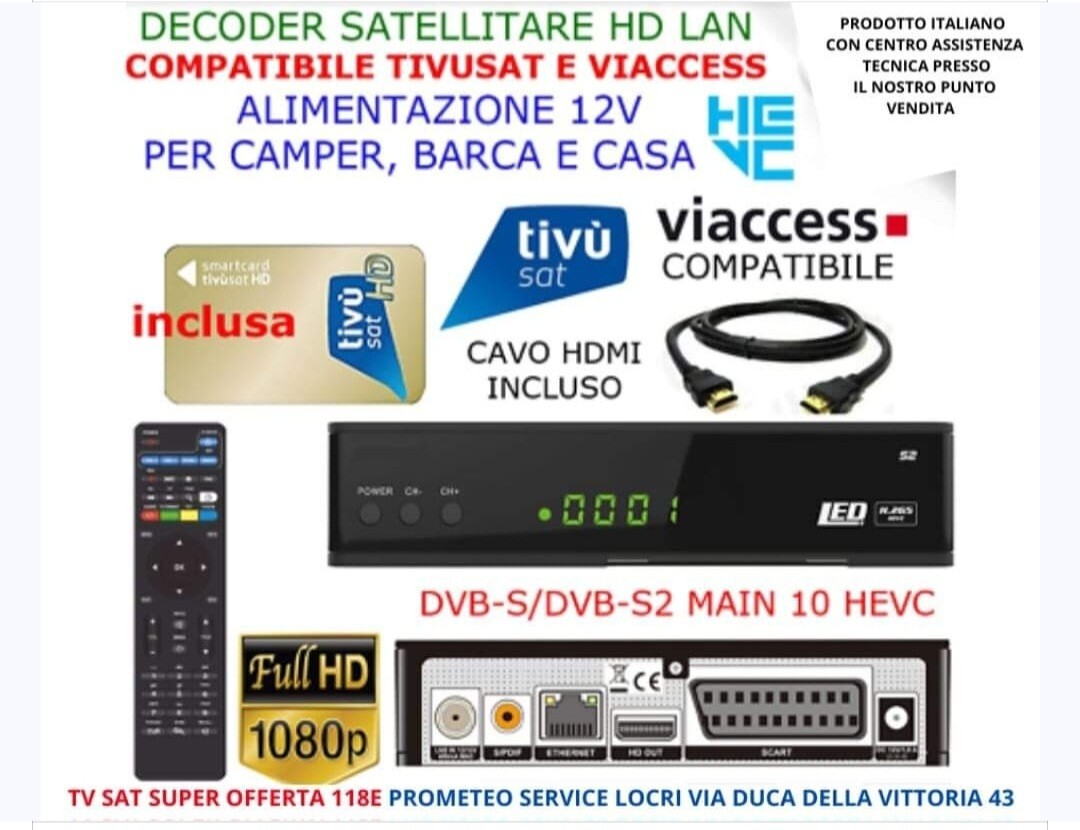 Decoder Tivùsat 4K Ultra HD: Ricevitore Satellitare DVB-S2 HEVC 10