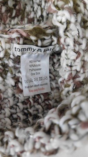 Cappello L Tommy & Kate melange beige talpa berretto bobble grosso sci pom slouch - Foto 4 di 4