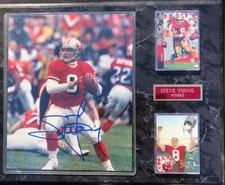 Steve Young Signed, Mounted 8 x 10 Picture with 2 other SY Cards