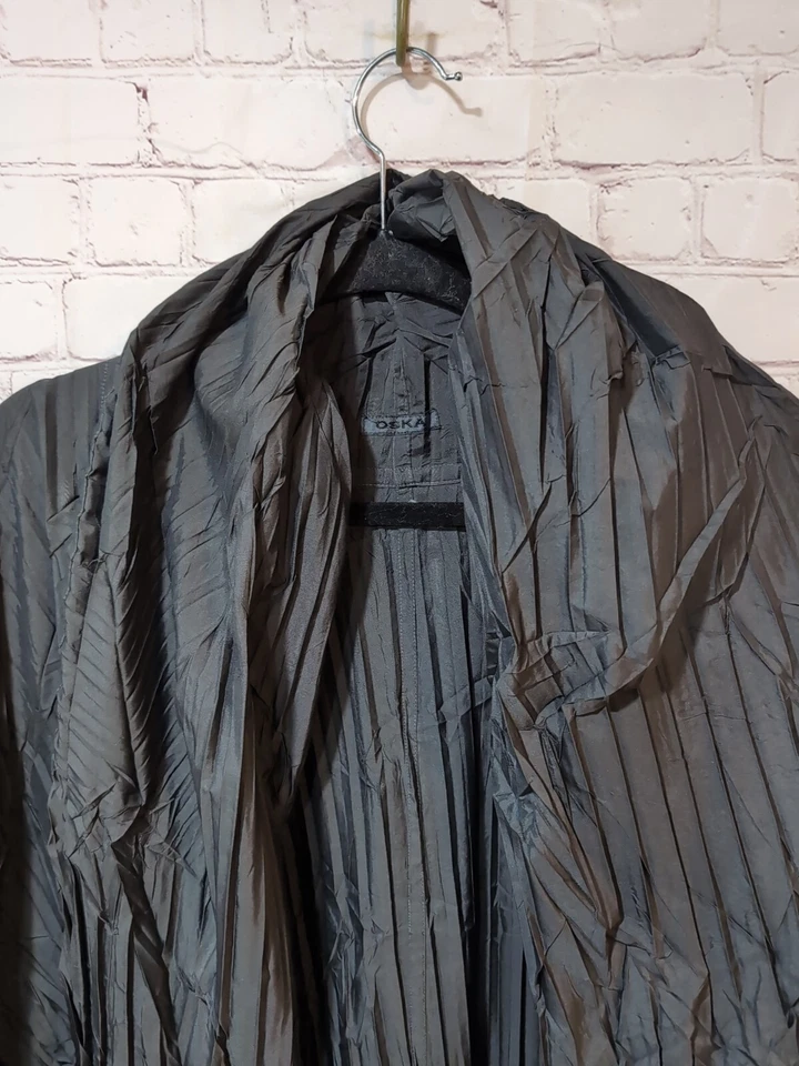 Oska Sz II Open Front Jacket  Iridescent Mauve Crinkled Pockets XL Lagenlook - Image 3 of 4