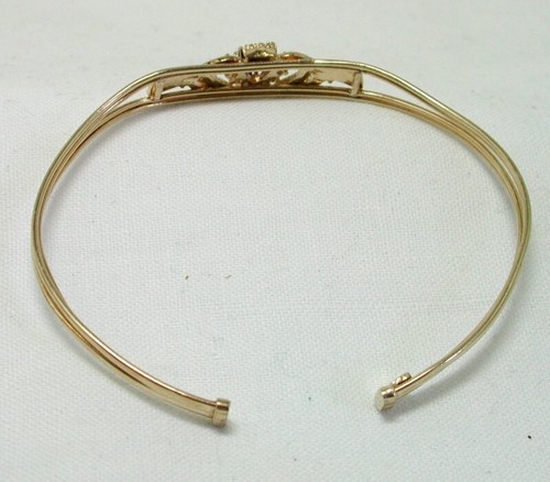 Beautiful 9ct Gold Amethyst & Cubic Zirconia Irish Claddagh Torque Bangle 22141 - Picture 2 of 4