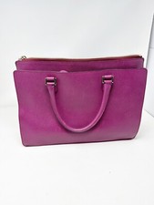 Valextra Womens Crossbody Leather Tote Purse Bag Made In Italy Travel Pink/purpl