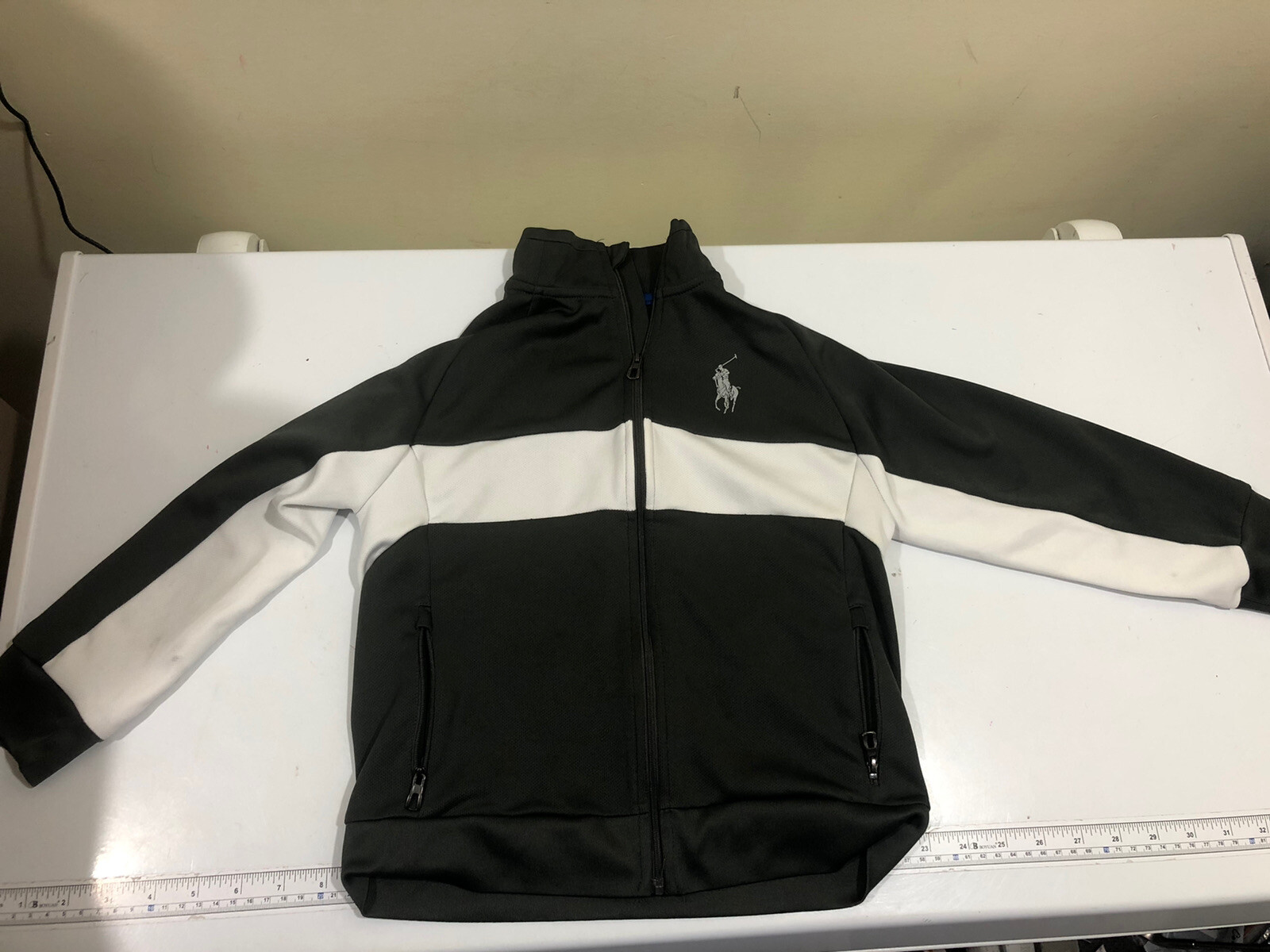 Polo Ralph Lauren leggera zip TRACK TUTA JACKET Big Pony RAGAZZO 6 nero bianco