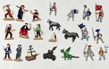 Safari Ltd Lot Vintage Plastic Toy Pirates Knights Horses Dragon Skeleton Ship
