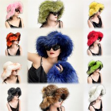 Donna Pelliccia Finta Secchio Cappello Invernale Caldo Soffice Felpa Largo Falda