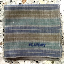 MAN BLUE STRIPED LAYER HANDKERCHIEF CLASSIC COTTON VTG POCKET ART SQUARE18" PB1