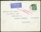 GB 1931? Early AIR MAIL censored cvr to Lottenweiler, Germany.
