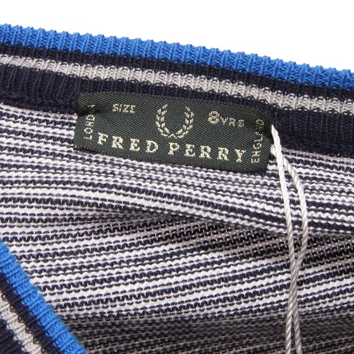1879T Baby Sweater FRED PERRY Cotton Blue/White Sweater Kid - Picture 4 of 4