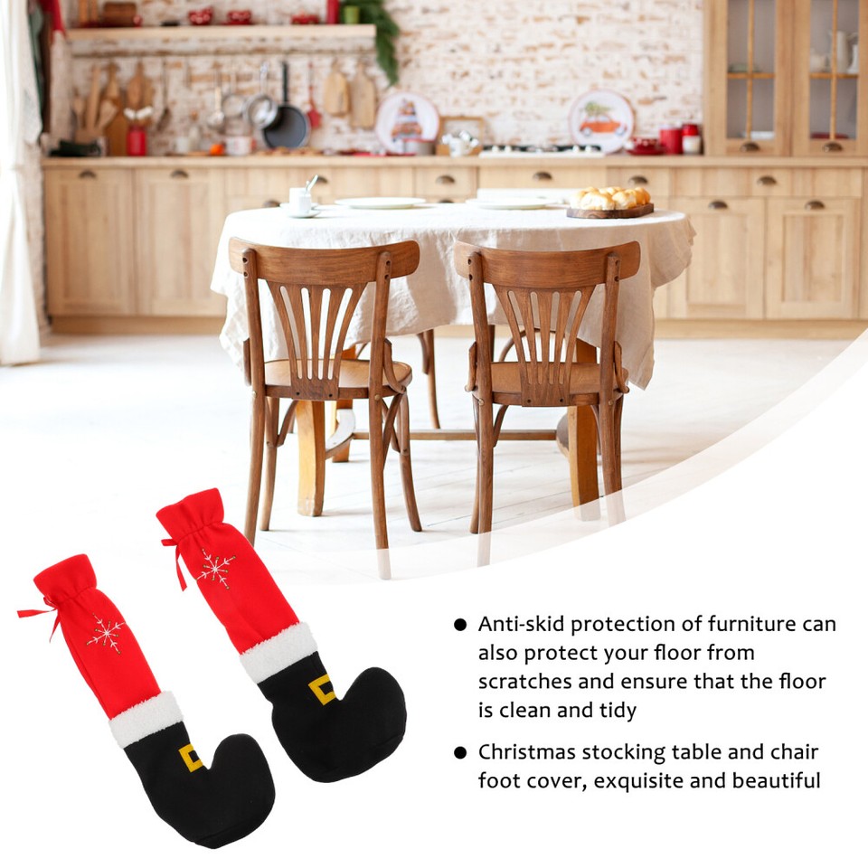 2 Pairs Furniture Protective Cover Chair Pad Christmas Leg Foot Covers