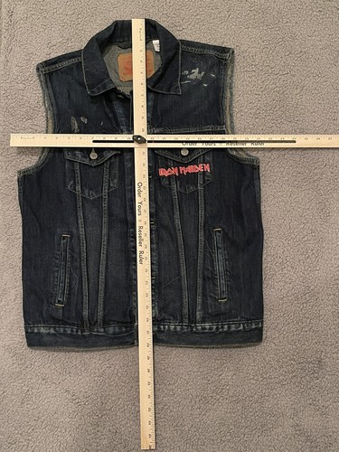 Vintage Levi’s Denim Vest Iron maiden Killers 80s 90s Y2k Heavy metal Rocker Roc - Picture 14 of 14