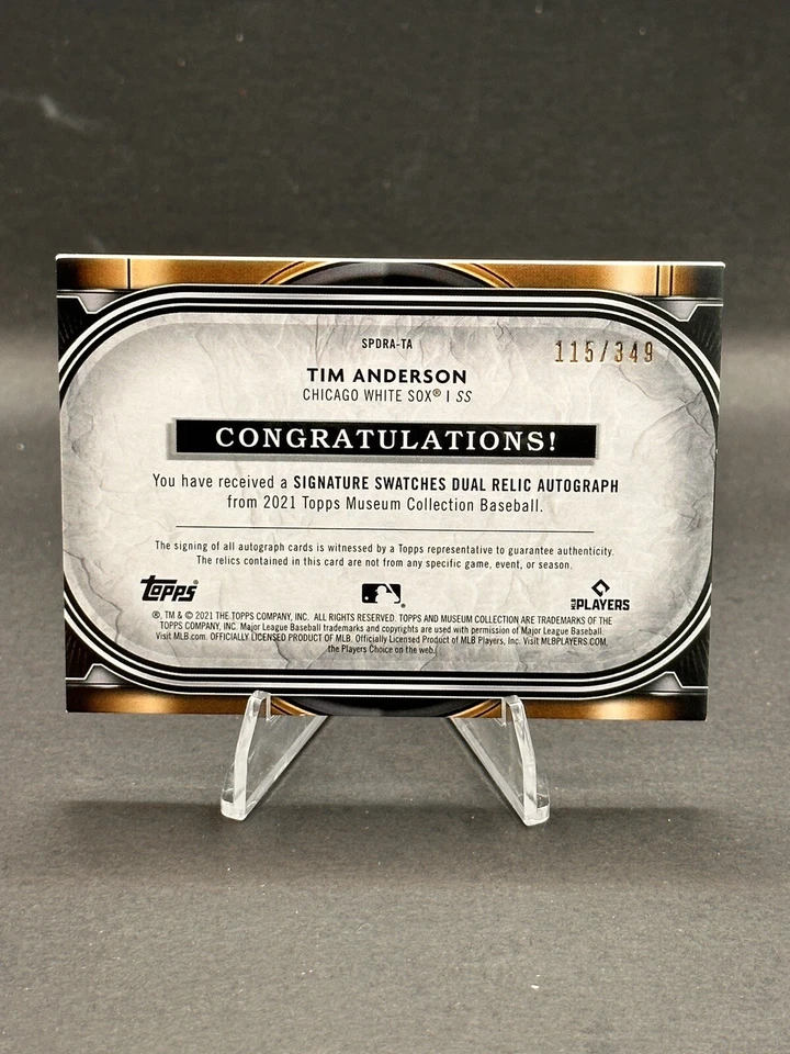 2021 Topps Museum Tim Anderson Patch Auto /349 White Sox - Image 2 of 2