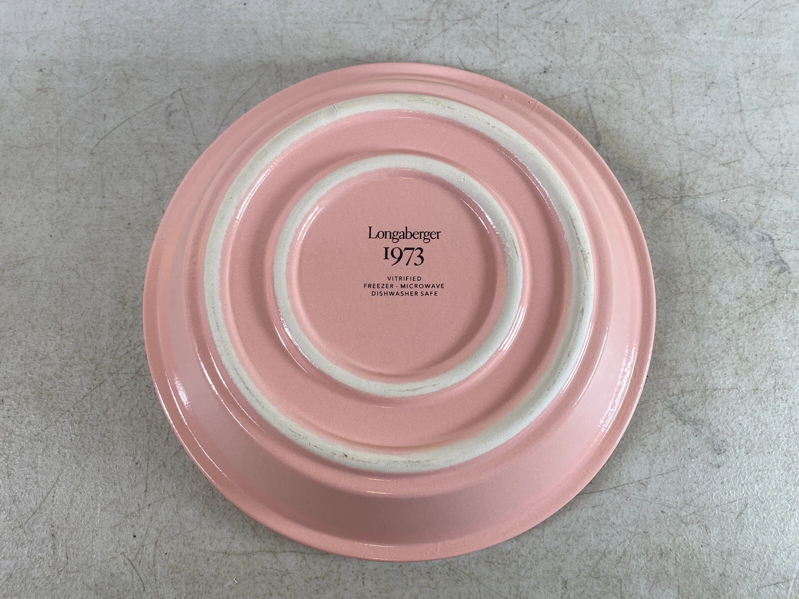 rare Longaberger Pottery 1973 Pink Bowl dish pie plate grandma bonnie 14C22