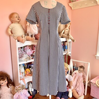 vintage 90s cottagecore navy & white gingham midi picnic dress M/L | eBay vintage 90s cottagecore navy & white gingham midi picnic dress M/L | eBay
