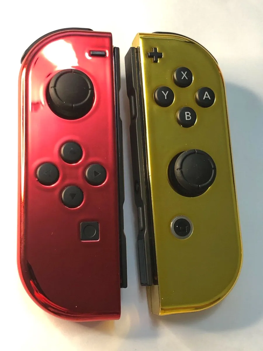 Custom Chrome Gold & Red Nintendo Switch Joy Con Joy-Con JoyCon SET  controller