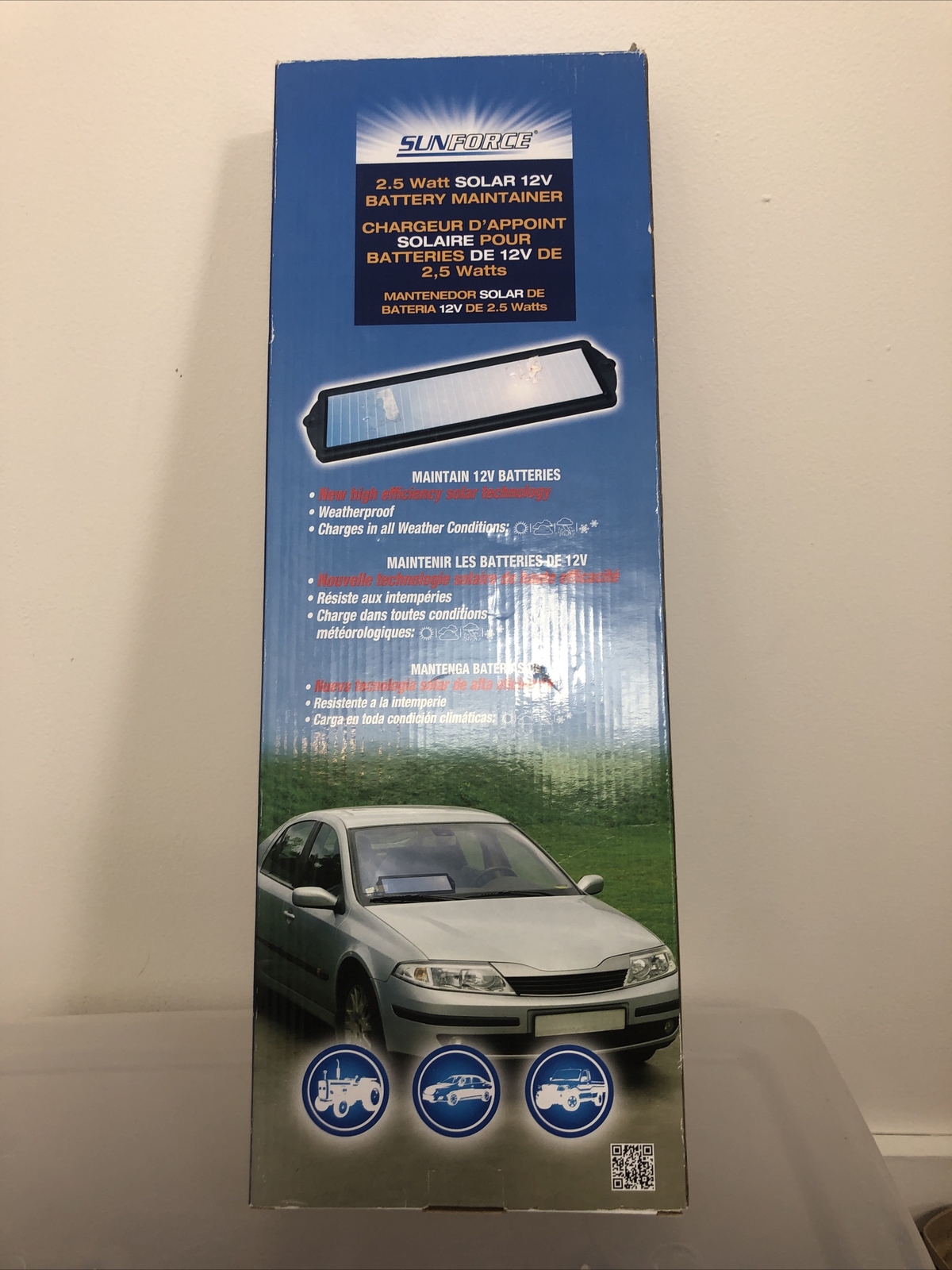 Sunforce 2.5W 12V Solar Powered Panel Battery Charger Maintainer Boat