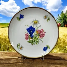 Vtg  Winterling Kirchenlamitz Bavaria Plate Blue & Pink Flowers Gold Trim