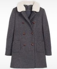 Gorgeous Sezane Houndstooth Wool Mix Pea Coat Sz 40