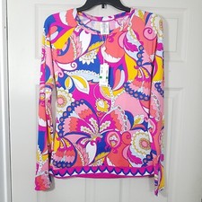 Trina Turk Sevilla Long Sleeve Rash Guard Swim Tee Womens Size Large