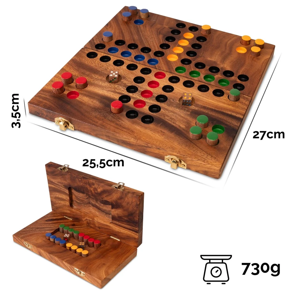 Ludo L Klappbar mit goldenem Metallverschluss– Klassiker aus Holz für 2 bis 4 Sp - Bild 2 von 4