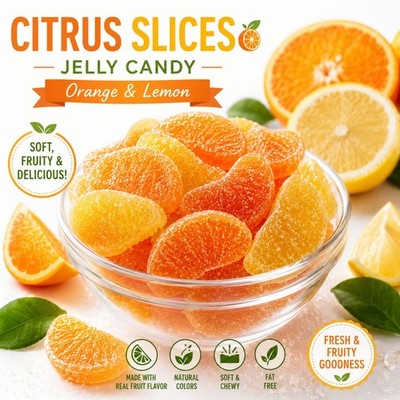 Citrus Slices Candy   5 lb Bulk Bag | Orange & Lemon Fruit Slices Jelly Candy