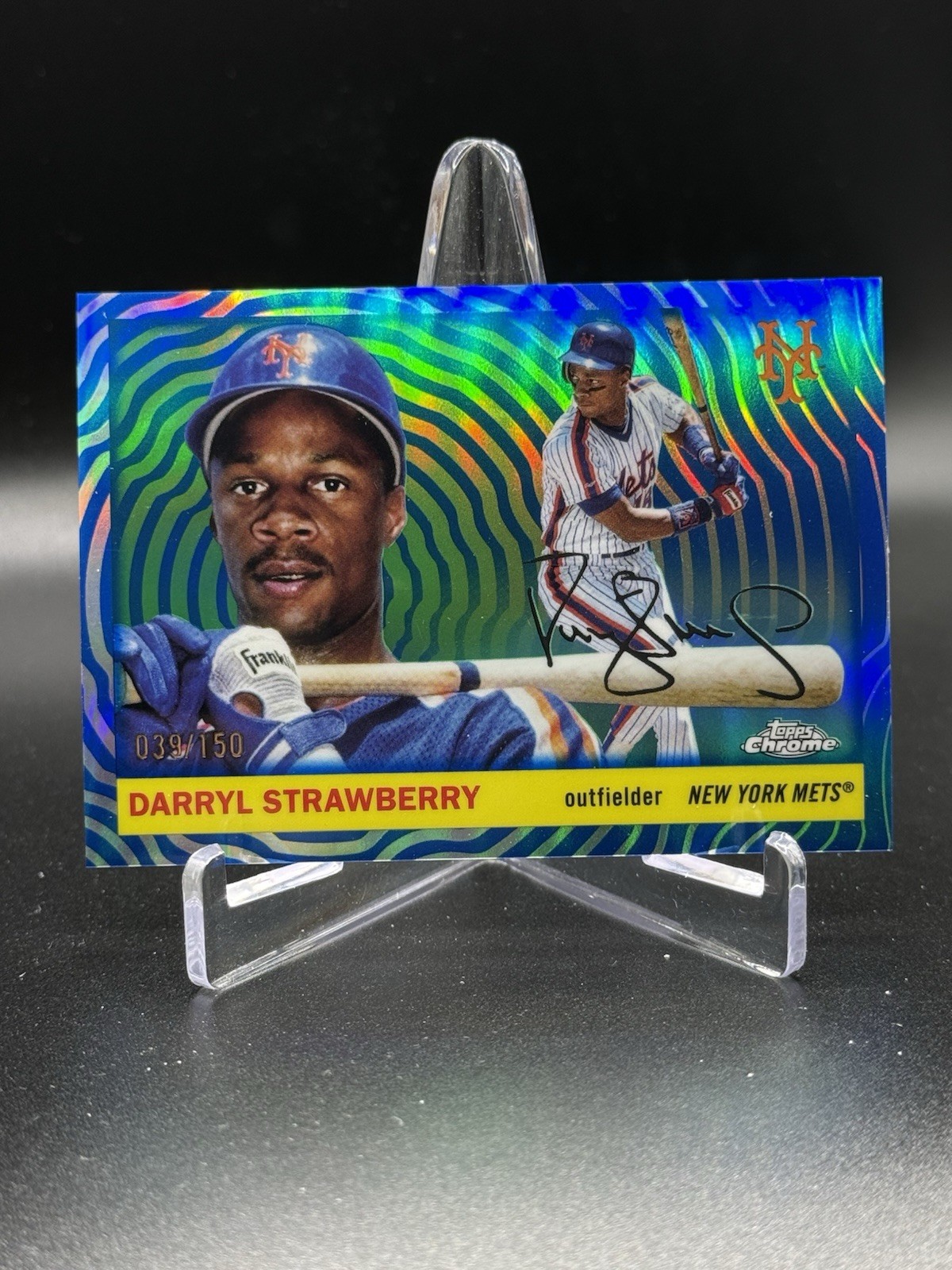 2025 Topps Chrome Platinum #420 Darryl Strawberry Blue Vibrations Refractor /150