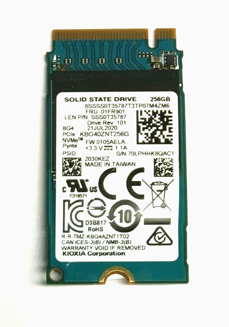 256GB M.2 PCIE NVME 2242 SSD Single Notch Major Brands | Very Good