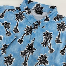 Bad Birdie Palm Tree Polo Shirt Blue Black Golf Athletic Mens XXL XL-read 