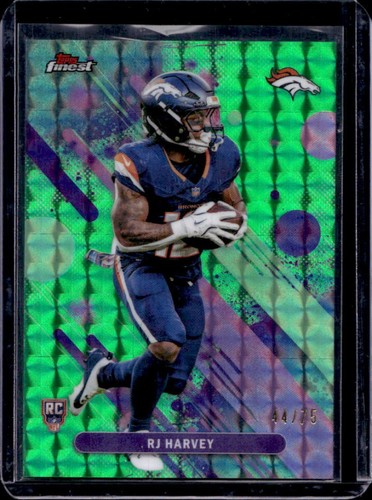 2025 Topps Finest RJ Harvey RC Green Geometric Refractor Rookie #/75 Broncos