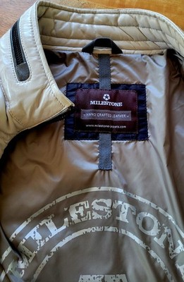 German Milestone Leather Puffer Mens Jacket - VERY RARE dove gray - Size M