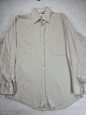 Valentino Uomo Men’s long Sleeve 16 34-35 Striped Beige White Shirt Cotton