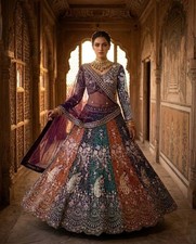 Indian Designer Lehenga Choli Women Bridal Wedding Reception Embroidered Lehenga