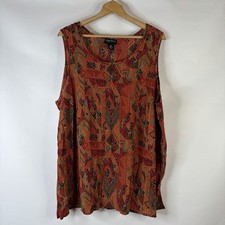 Maggie Barnes Womens Tunic Tank Top Size 3X Red Orange Tribal Boho Geometric