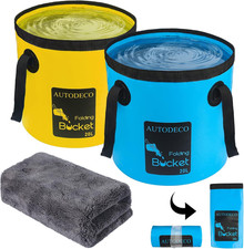 2 Pack Collapsible Bucket 5 Gallon Container Folding Water Bucket Portable Wash